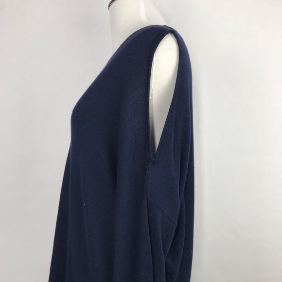 Aqua Blue Size Medium Cold Shoulder Long Sleeve Round Neck Women’s Sweater - Picture 3 of 6